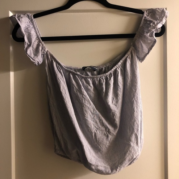 Brandy Melville Blue & White Striped Off Shoulder - Picture 4 of 5